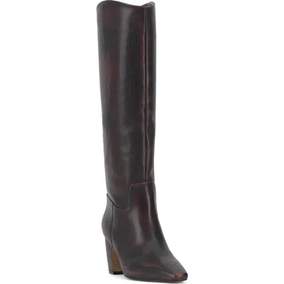 Vince Camuto Cristen Knee High Boot In Dark Caramel Leather