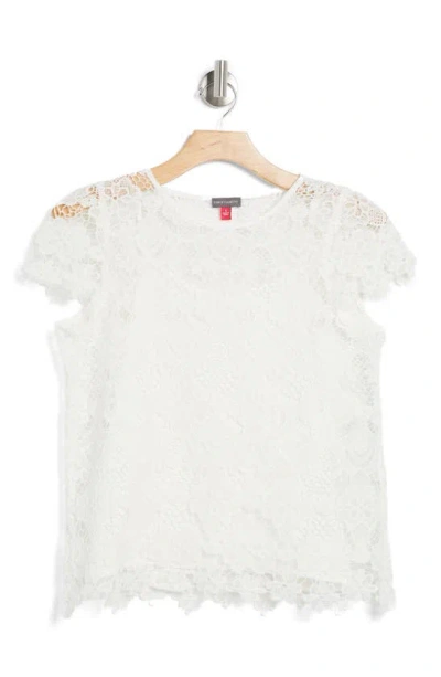 Vince Camuto Crochet Cap Sleeve Top In Ultra White