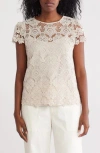 Vince Camuto Crochet Cap Sleeve Top In Rainy Day