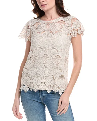 Vince Camuto Crochet Lace Top In Beige