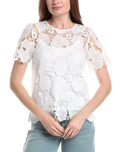 Vince Camuto Crochet T-shirt Blouse In White