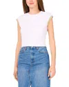 Vince Camuto Open Knit Trim Cap Sleeve T-shirt In Ultra White