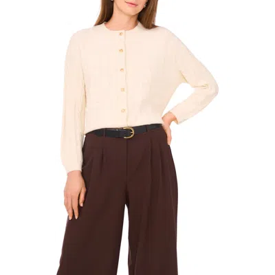 Vince Camuto Crop Cable Cardigan In Brown