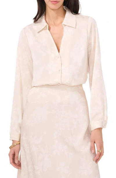 Vince Camuto Crop Charmeuse Button-up Shirt In Birch