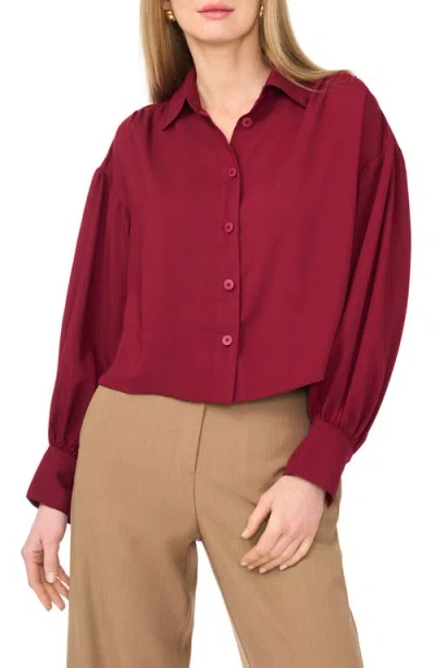 Vince Camuto Crop Swing Button-up Shirt In Red