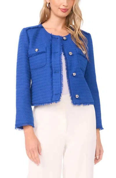 Vince Camuto Crop Tweed Jacket In Blue