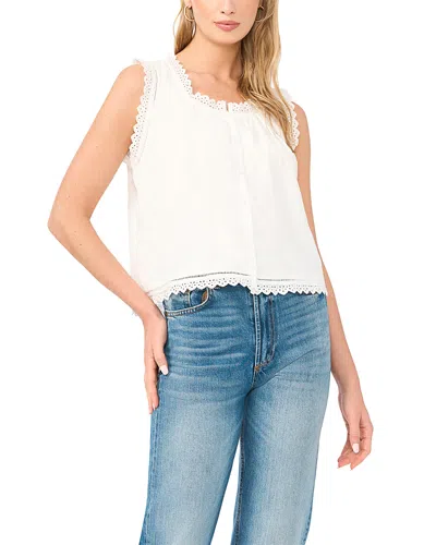 Vince Camuto Cropped Button Down Peasant Tank In White