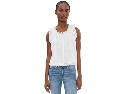 Vince Camuto Cropped Button Down Peasant Tank Top In White