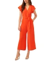 Vince Camuto Women's Tie-waist Flutter-sleeve V-neck Jumpsuit In Blaze Orange
