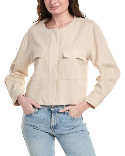 VINCE CAMUTO CROPPED LINEN-BLEND JACKET