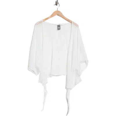 Vince Camuto Cropped Popcorn Knit Tie Front Wrap In White