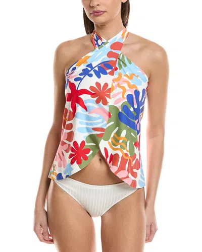 Vince Camuto Cross Over Tankini Top In White