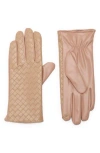 Vince Camuto Crosshatch Faux Leather Gloves In Neutral