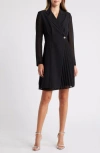 Vince Camuto Crystal Button Long Sleeve Mixed Media Coat Dress