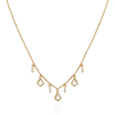 Vince Camuto Crystal Charm Frontal Necklace In Goldtone