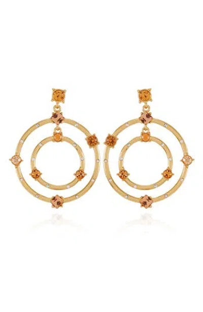 Vince Camuto Crystal Circular Drop Earrings In Goldtone Orange