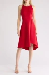 Vince Camuto Crystal Collar Asymmetric Dress In Red