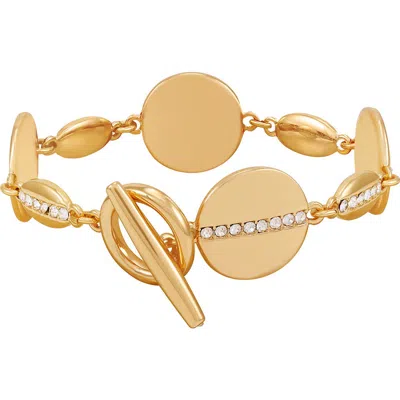 Vince Camuto Crystal Disc Toggle Bracelet In Goldtone