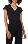Vince Camuto Confetti Ready Womens Rhinestone Polyester Blouse In Rich Black