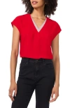 Vince Camuto Confetti Ready Womens Rhinestone Polyester Blouse In Ultra Red