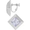 Vince Camuto Crystal Geometric Clip-on Stud Earrings In Silver Tone