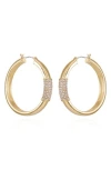 Vince Camuto Pave Centered Hoop Earrings In Gold Tone