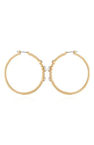 Vince Camuto Crystal Hoop Earrings In Goldtone