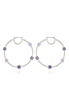 Vince Camuto Crystal Hoop Earrings In Silvertone