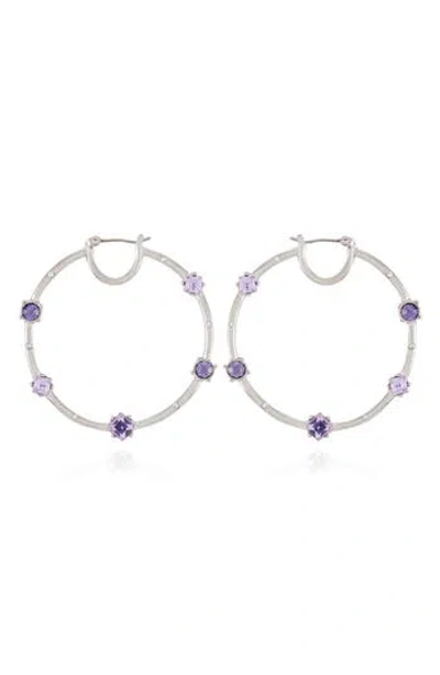 Vince Camuto Crystal Hoop Earrings In Silvertone