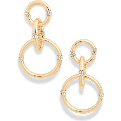 Vince Camuto Crystal Interlocking Circle Drop Earrings In Gold