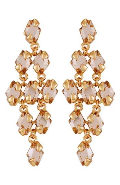 Vince Camuto Crystal Kite Drop Earrings In Peach/goldtone