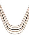 Vince Camuto Crystal Layered Chain Necklace In Gold Tone