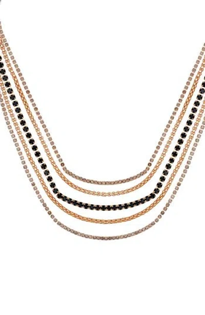 Vince Camuto Crystal Layered Chain Necklace In Gold