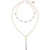 Vince Camuto Crystal Layered Chain Y-necklace In Gold Tone