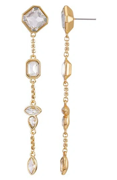 Vince Camuto Crystal Linear Drop Earrings In Gold Tone