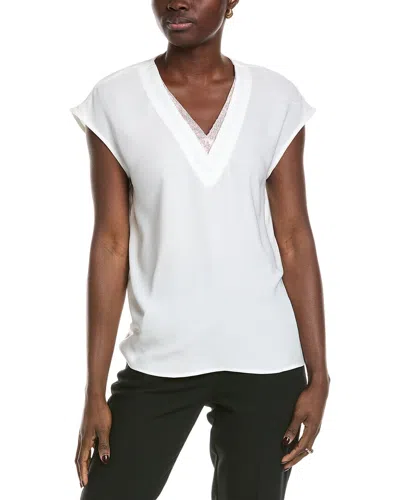 Vince Camuto Crystal Neckline Blouse In White