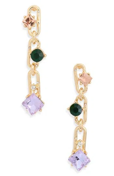 Vince Camuto Crystal Paper Clip Drop Earrings In Gold/purple