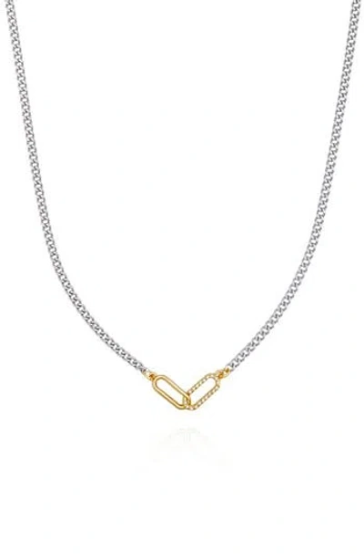 Vince Camuto Crystal Paper Clip Link Pendant Necklace In Metallic