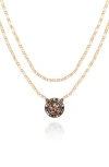 Vince Camuto Crystal Pendant Set Of 2 Chain Necklaces In Gold