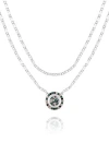 Vince Camuto Crystal Pendant Set Of 2 Chain Necklaces In Silver Tone