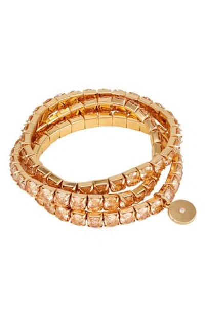 Vince Camuto Crystal Set Of 3 Stretch Bracelets In Gold/orange