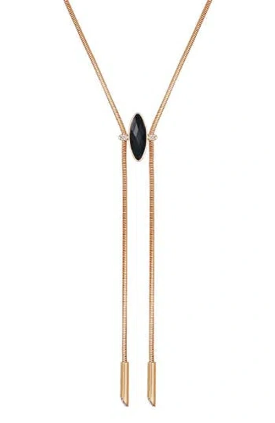 Vince Camuto Crystal Snake Chain Y-necklace In Jet/gold Tone