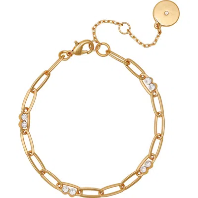 Vince Camuto Crystal Station Oval Chain Bracelet In Goldtone