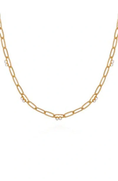Vince Camuto Crystal Station Paper Clip Chain Necklace In Goldtone