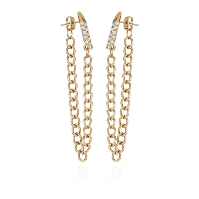 Vince Camuto Crystal Stone Chain Drop Statement Earrings In Gold