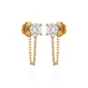 Vince Camuto Glass Stone Stud Chain Dangle Drop Earrings In Gold