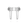 Vince Camuto Glass Stone Stud Chain Dangle Drop Earrings In Silver