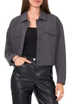Vince Camuto Crystal Stud Crop Shacket In Gray