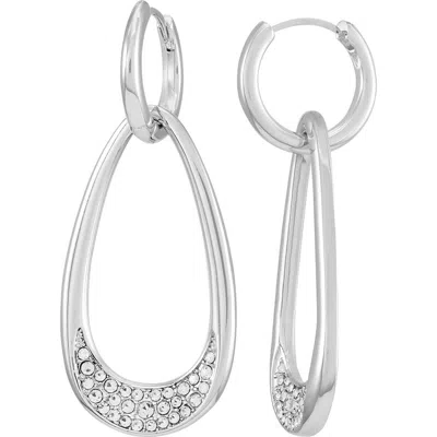 Vince Camuto Crystal Teardrop Dangle Earrings In Silver Tone