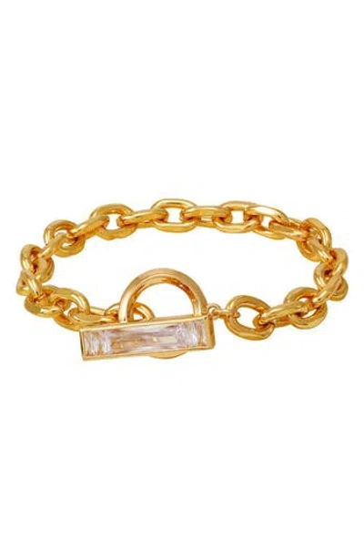 Vince Camuto Crystal Toggle Chain Bracelet In Gold Tone